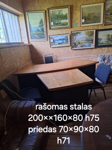 Rašomas stalas 200x160x80 h75  pried,70x90x80 h 71